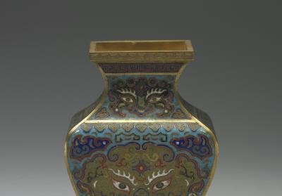 图片[3]-Cloisonne vase with animal-mask decoration. Qianlong reign (1736-1795), Qing dynasty.-China Archive